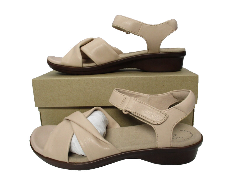 CLARKS COLLECTION Womens SZ 9 M Beige Cross-Strap Loomis Chloe Open Toe Sandals